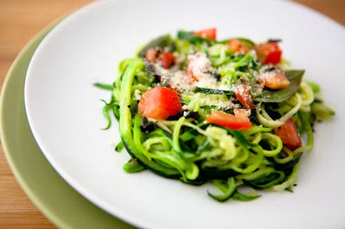 Fresh Zucchini Pasta with Chopped Tomatoes