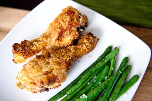 Oven Fried Chicken with String Beans